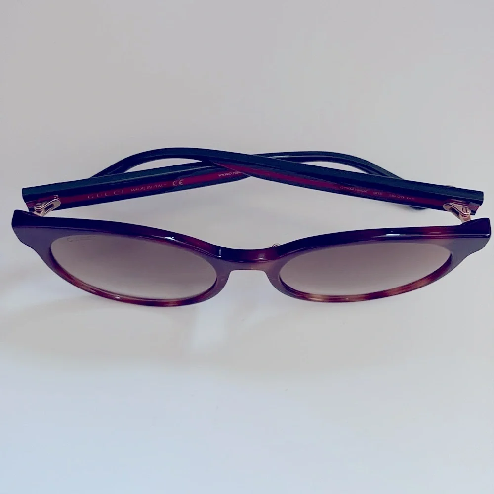 NEW [Gucci] Authenticated Luxury Round Sunglasses in Tortoiseshell/Green Acetate - Picture 11 of 15